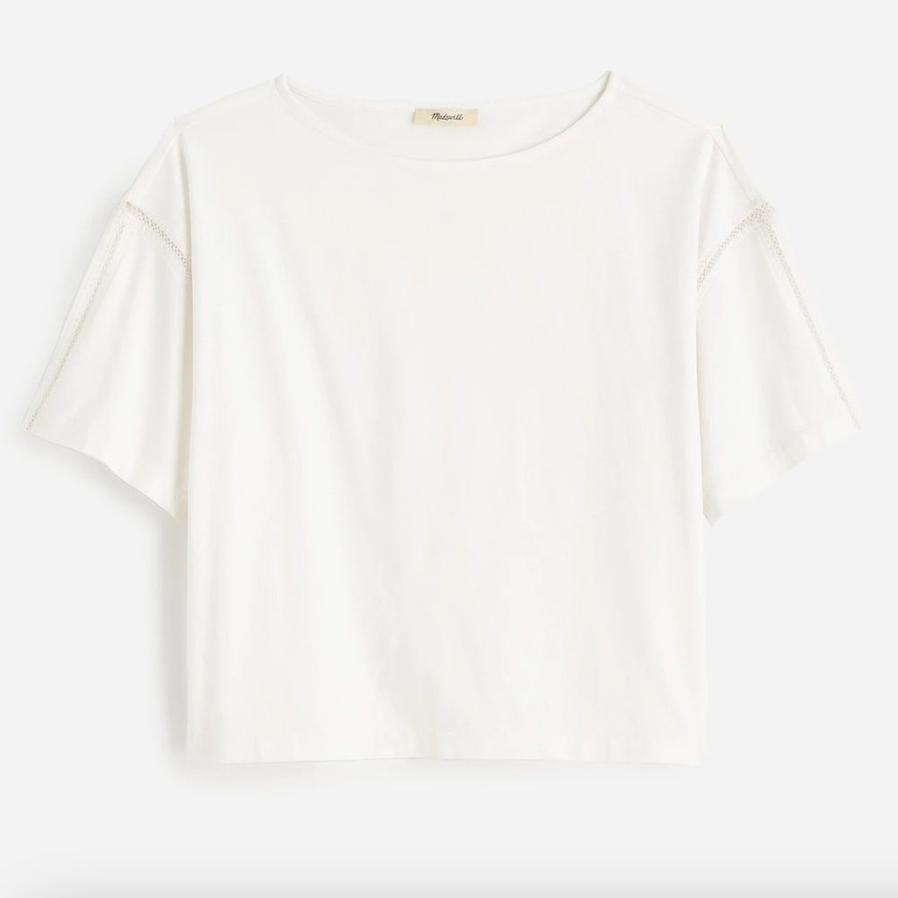 Madewell Embroidered Boxy Knit Tee White Sz Small